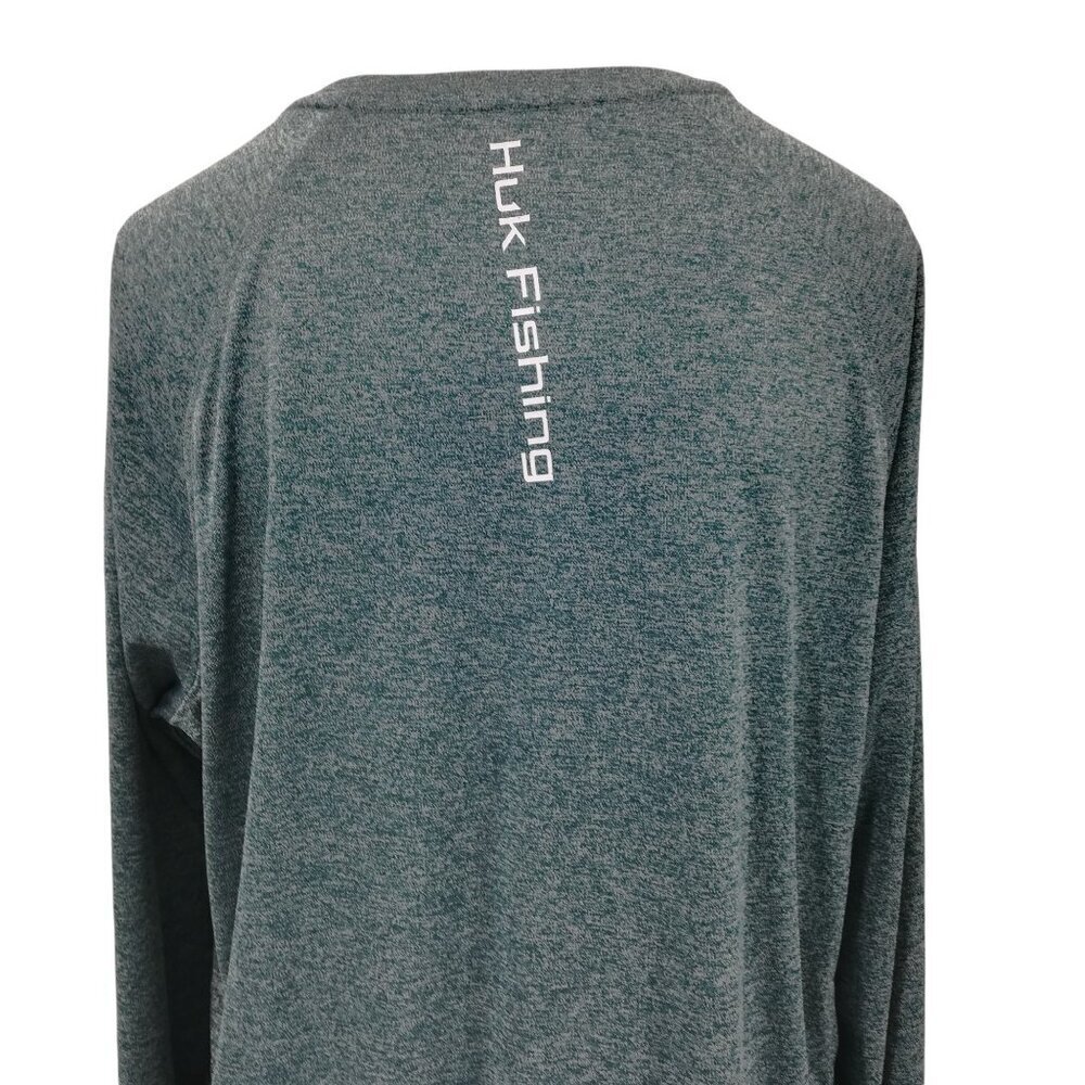 Huk Performance Fishing Long Sleeve Blue Shirt Size L Wicking Athletic Logo - Picture 9 of 12